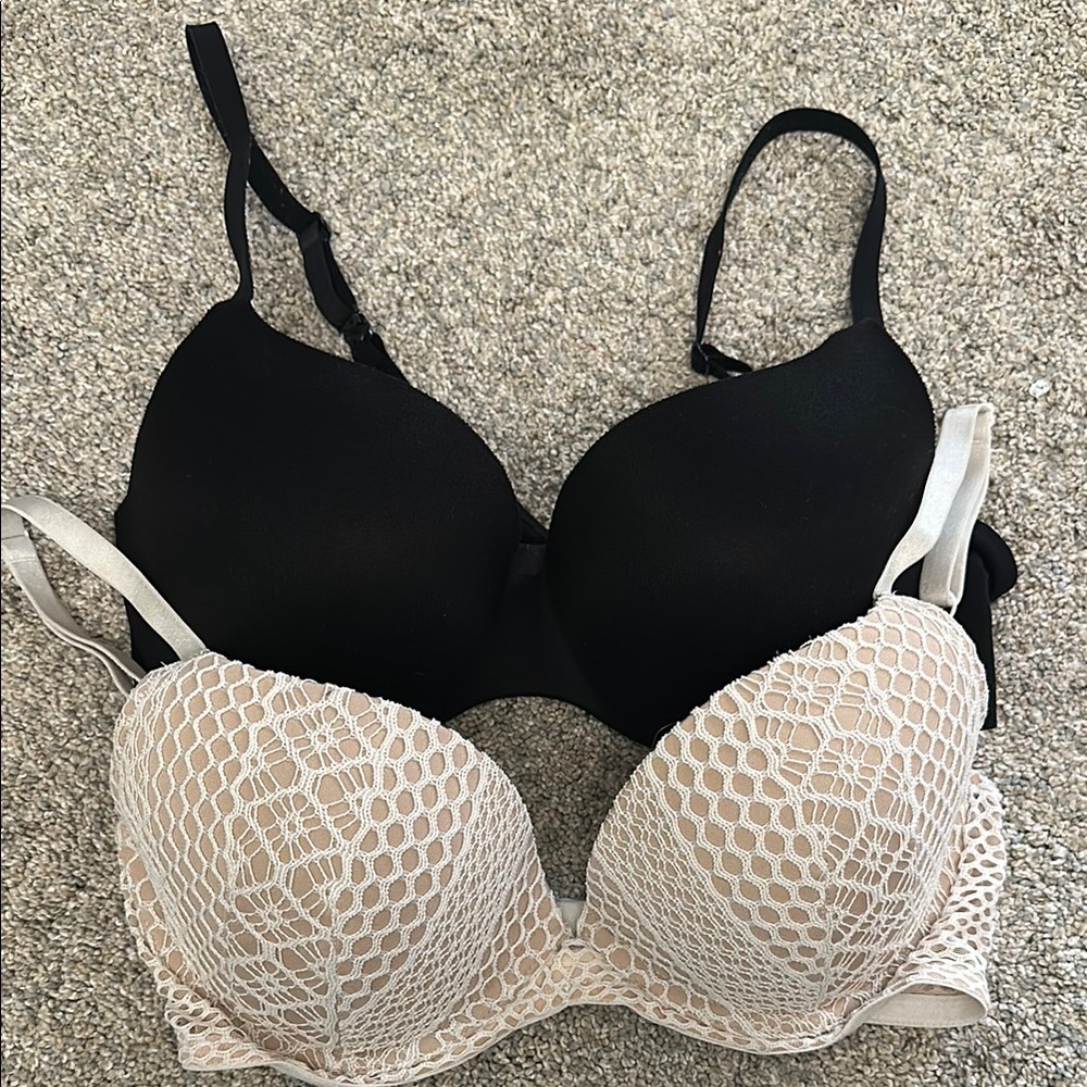 Elegant Black and Cream Lace Bras